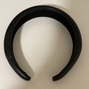 Ann Taylor Black Leather Puffy Headband OS